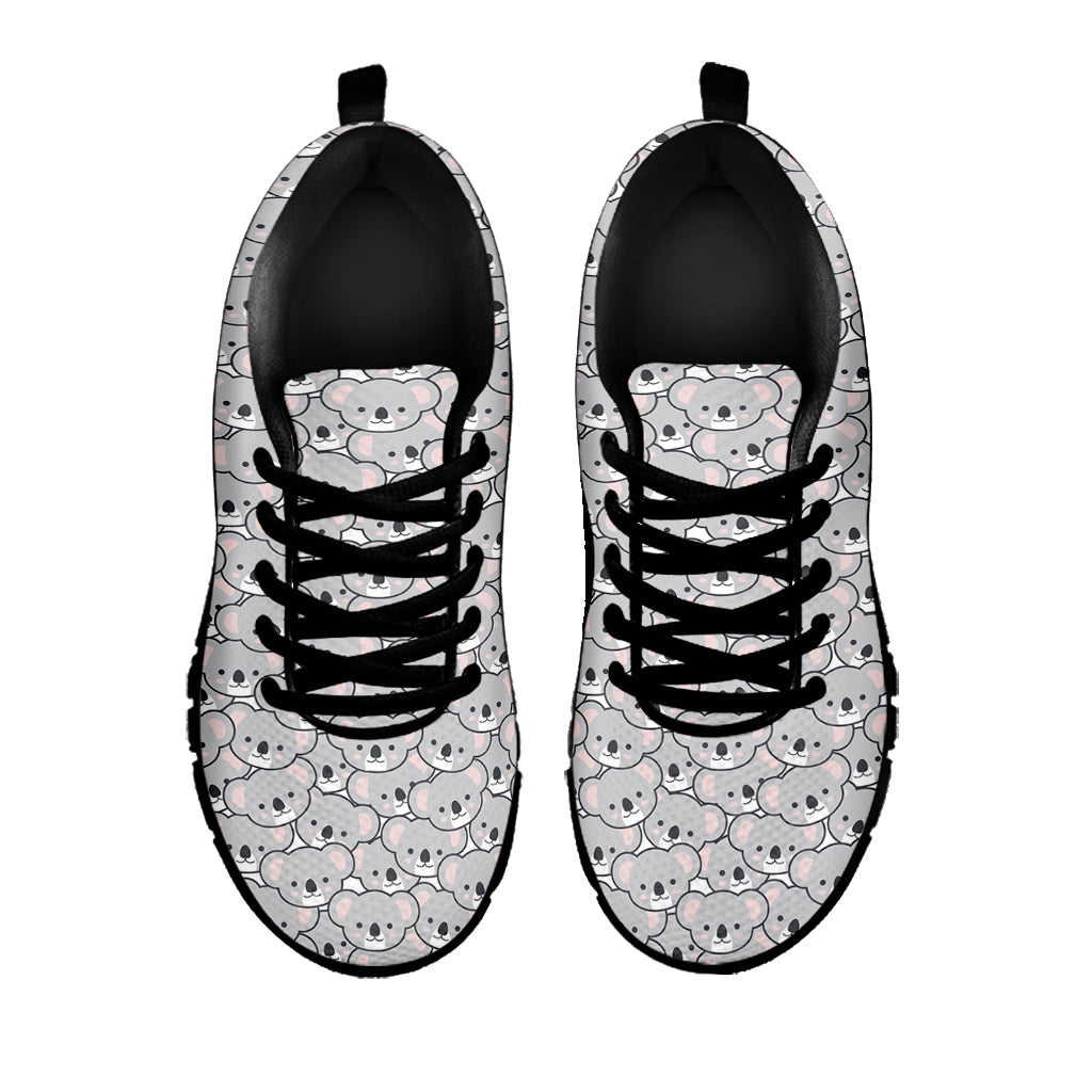 Cartoon Koala Pattern Print Black Sneakers