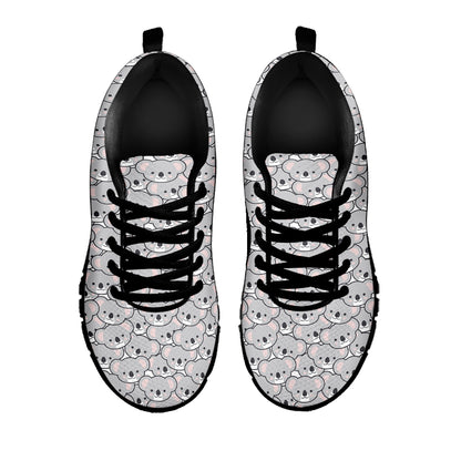 Cartoon Koala Pattern Print Black Sneakers