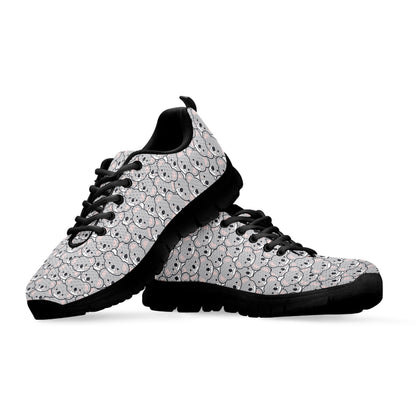 Cartoon Koala Pattern Print Black Sneakers
