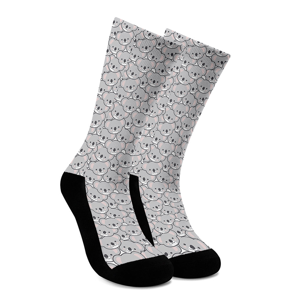 Cartoon Koala Pattern Print Crew Socks