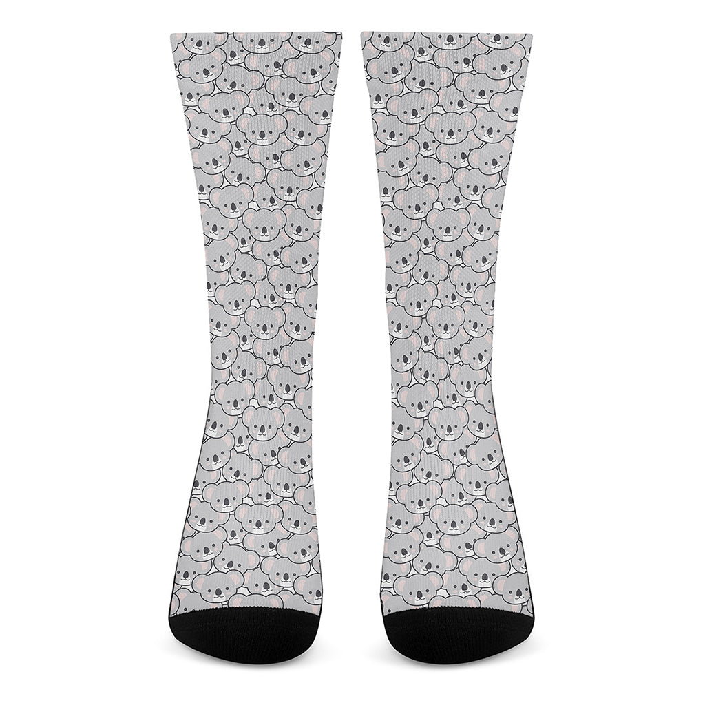 Cartoon Koala Pattern Print Crew Socks