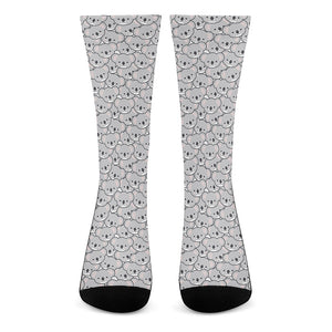 Cartoon Koala Pattern Print Crew Socks