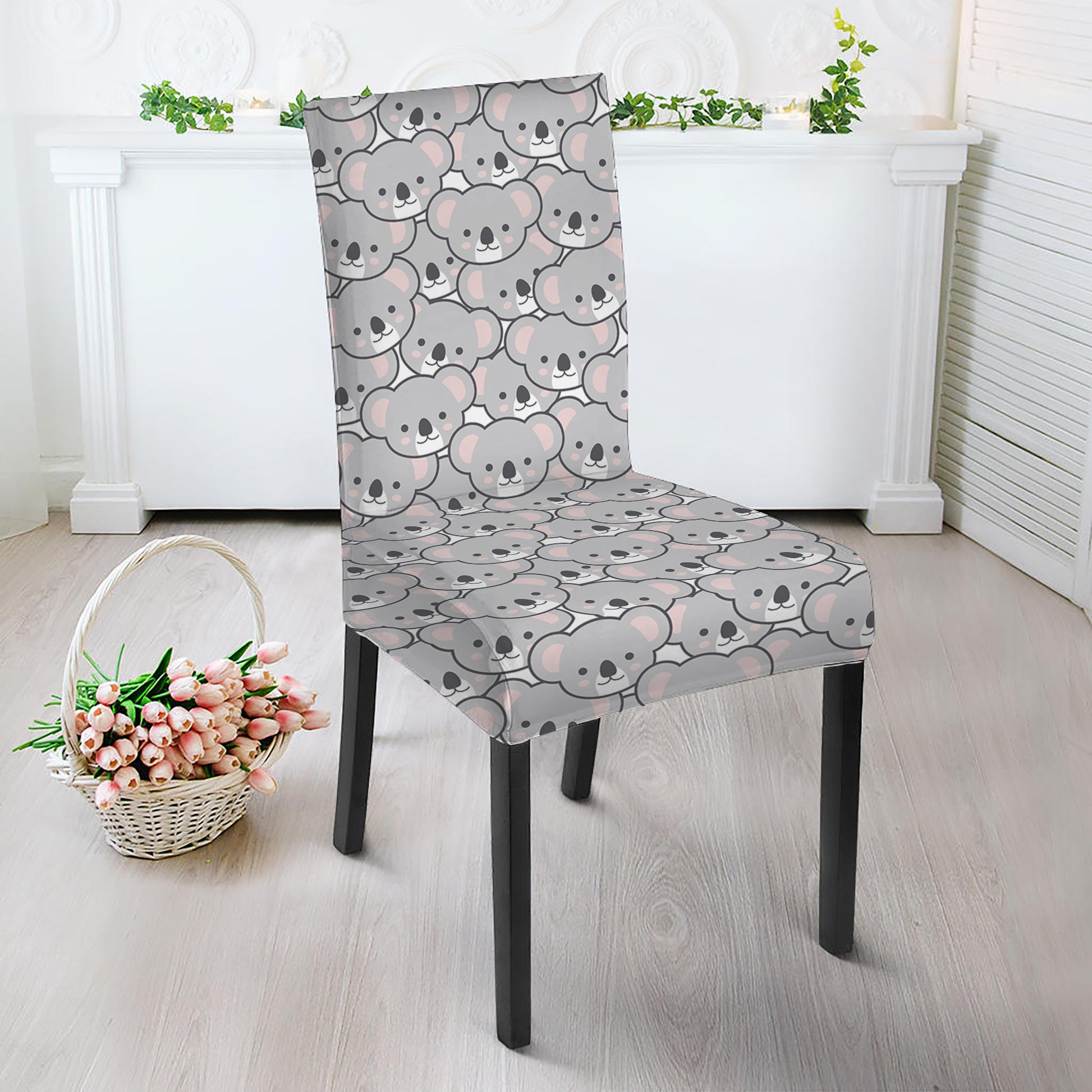 Cartoon Koala Pattern Print Dining Chair Slipcover