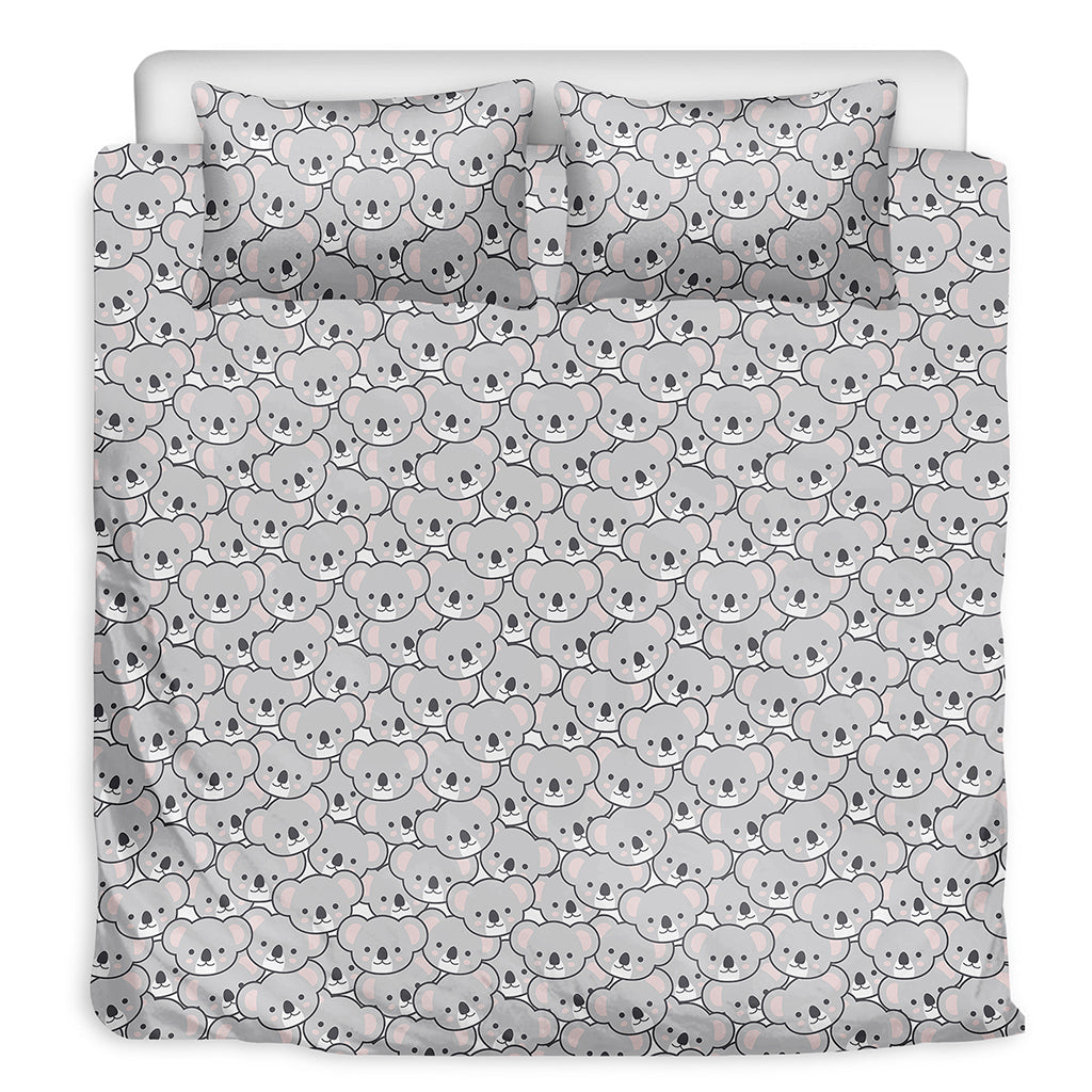 Cartoon Koala Pattern Print Duvet Cover Bedding Set