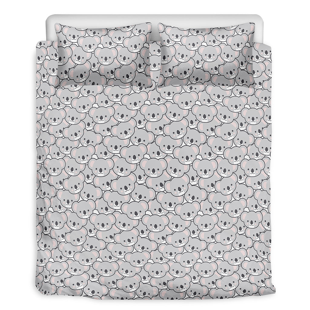 Cartoon Koala Pattern Print Duvet Cover Bedding Set