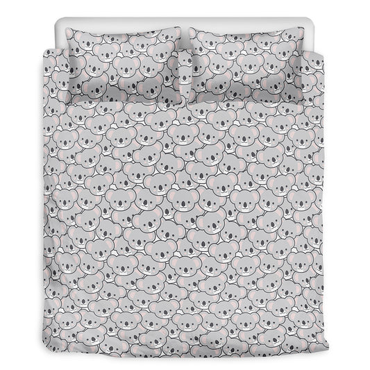 Cartoon Koala Pattern Print Duvet Cover Bedding Set