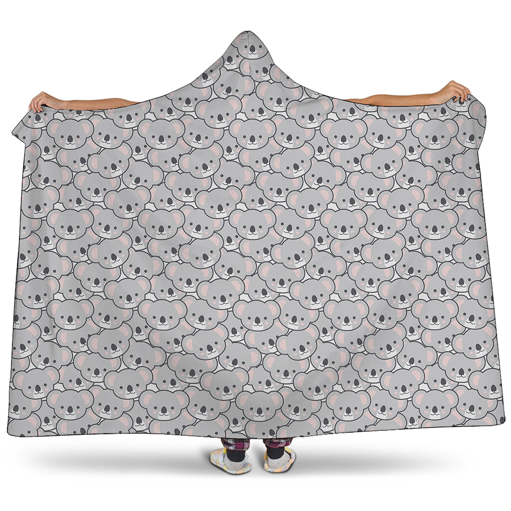 Cartoon Koala Pattern Print Hooded Blanket