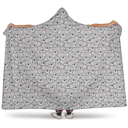 Cartoon Koala Pattern Print Hooded Blanket