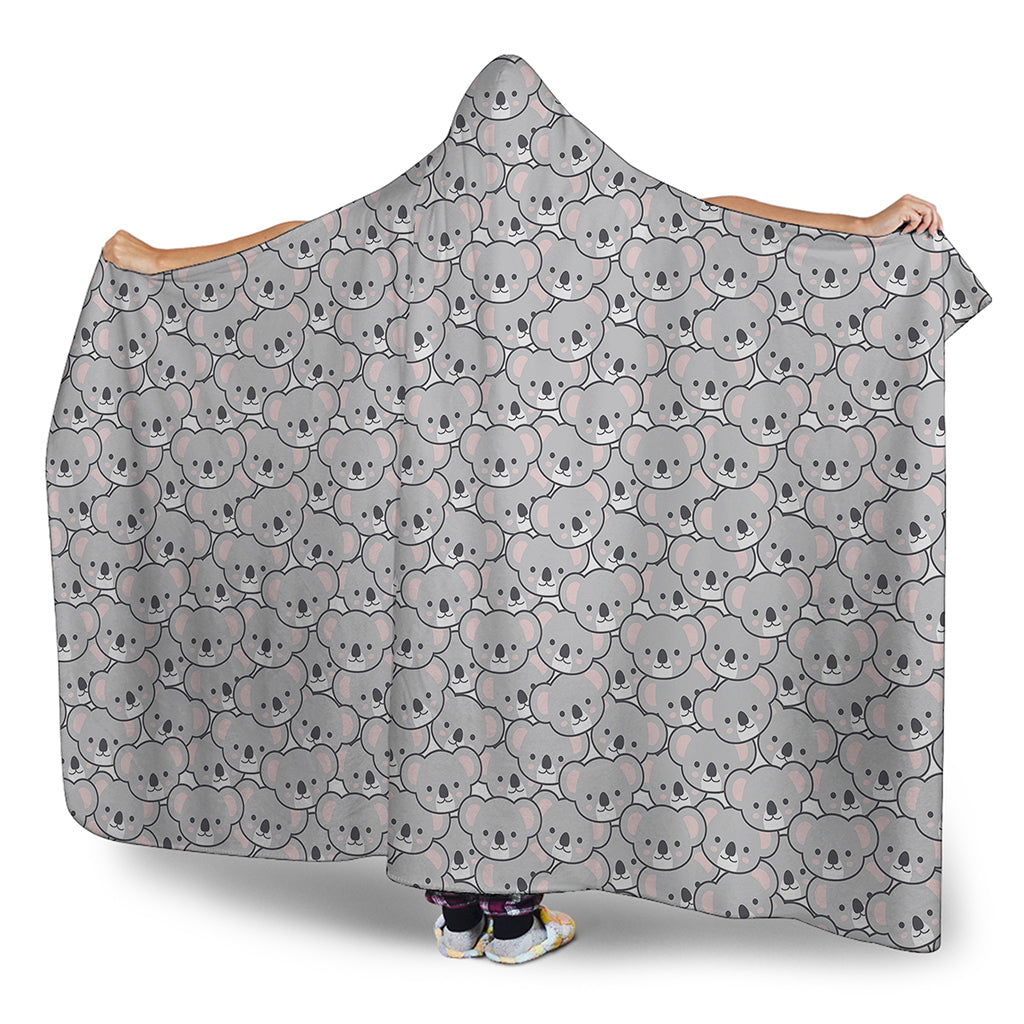 Cartoon Koala Pattern Print Hooded Blanket