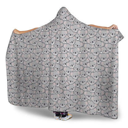 Cartoon Koala Pattern Print Hooded Blanket