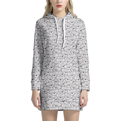 Cartoon Koala Pattern Print Hoodie Dress