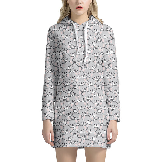 Cartoon Koala Pattern Print Hoodie Dress