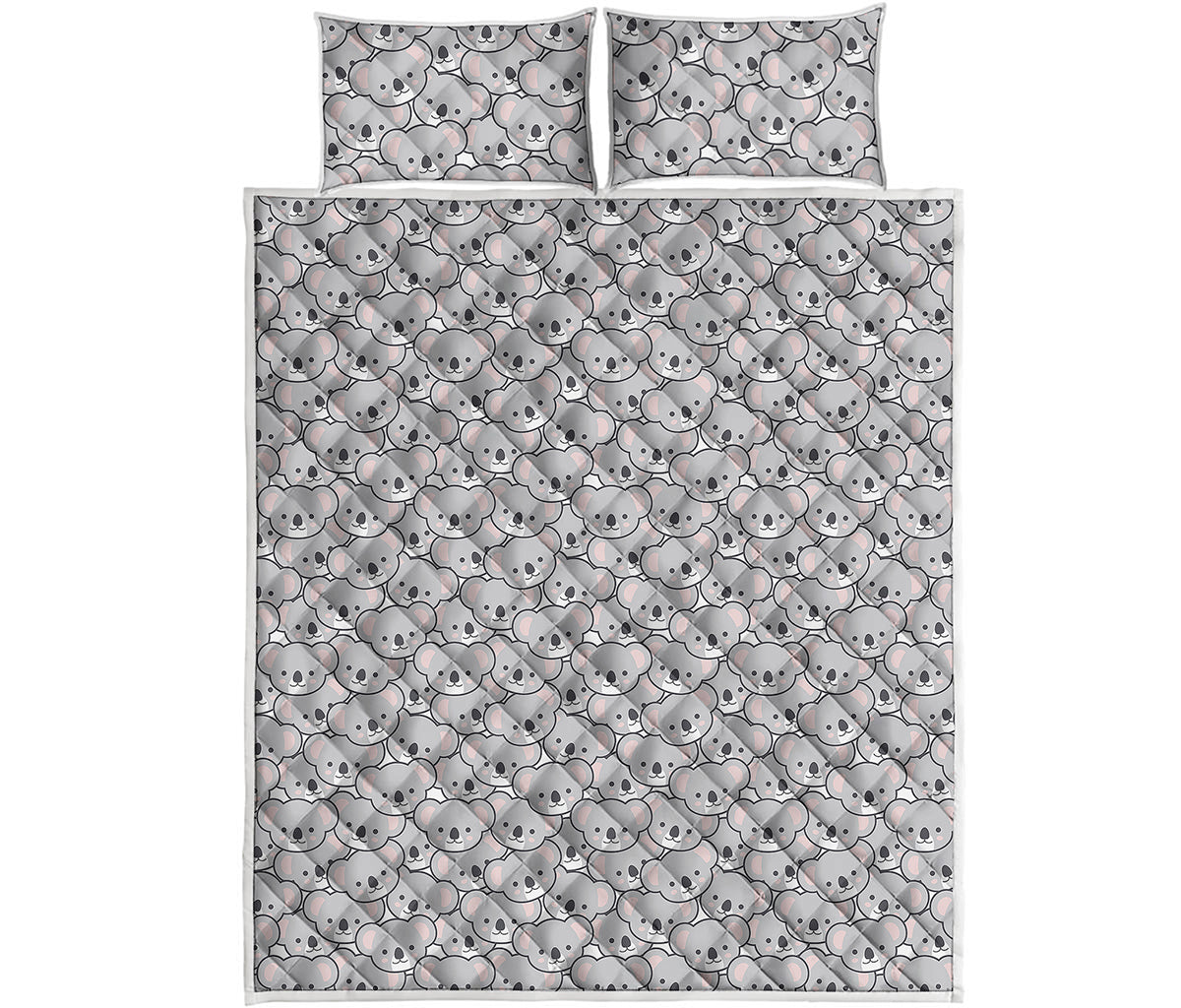 Cartoon Koala Pattern Print Quilt Bed Set
