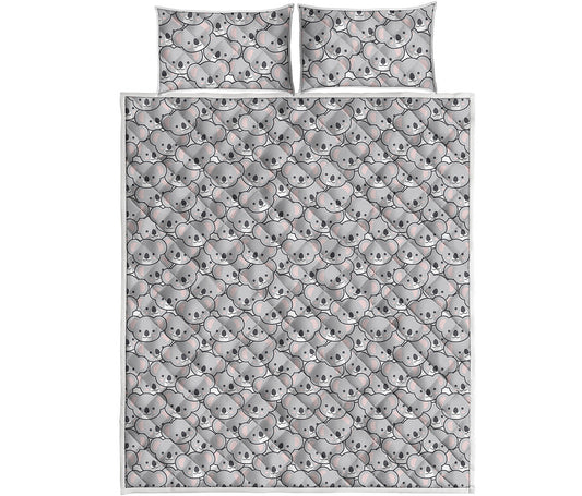 Cartoon Koala Pattern Print Quilt Bed Set