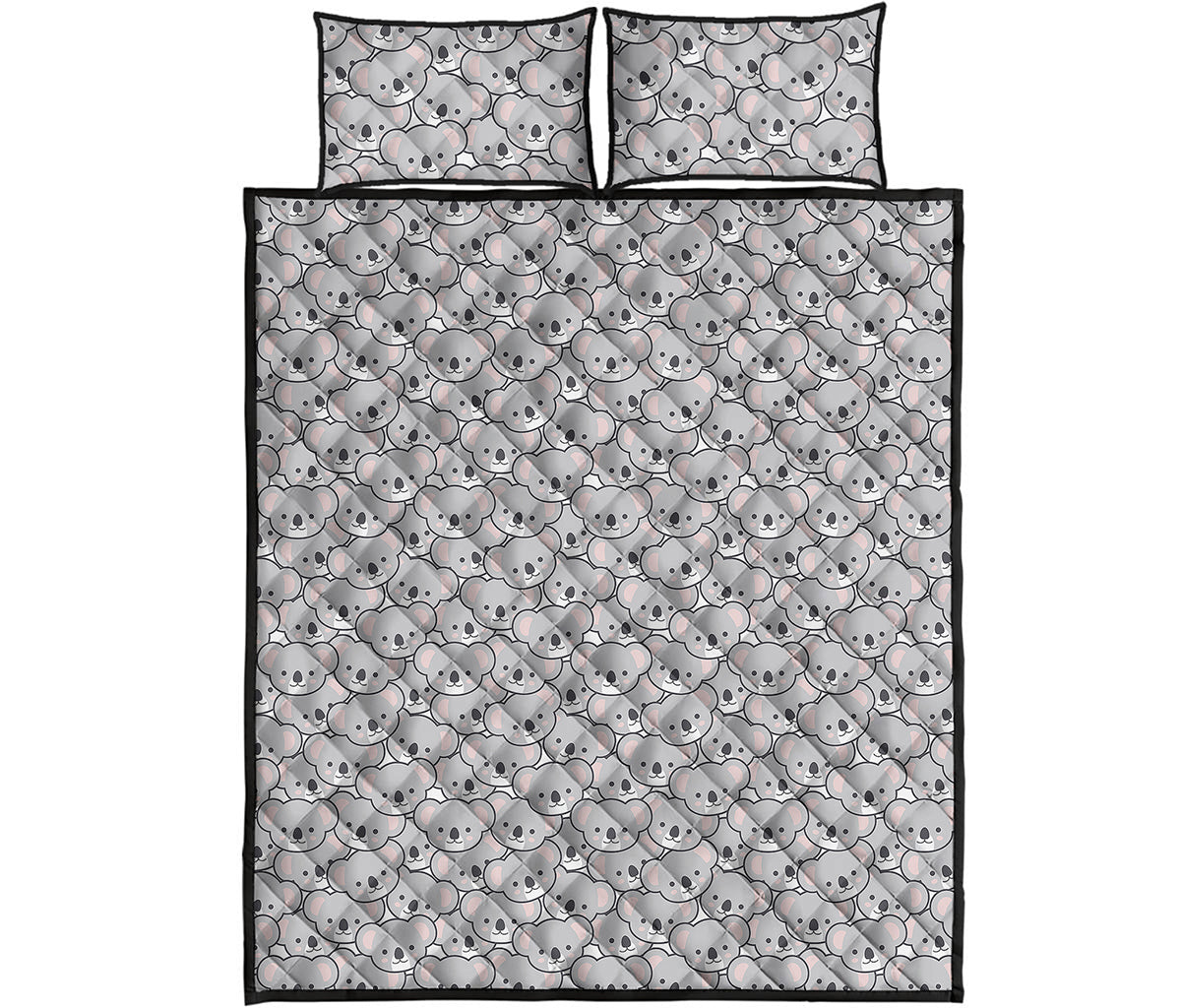 Cartoon Koala Pattern Print Quilt Bed Set