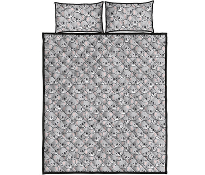 Cartoon Koala Pattern Print Quilt Bed Set