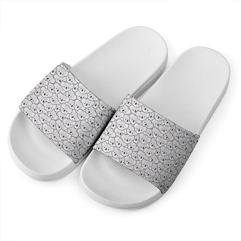 Cartoon Koala Pattern Print White Slide Sandals