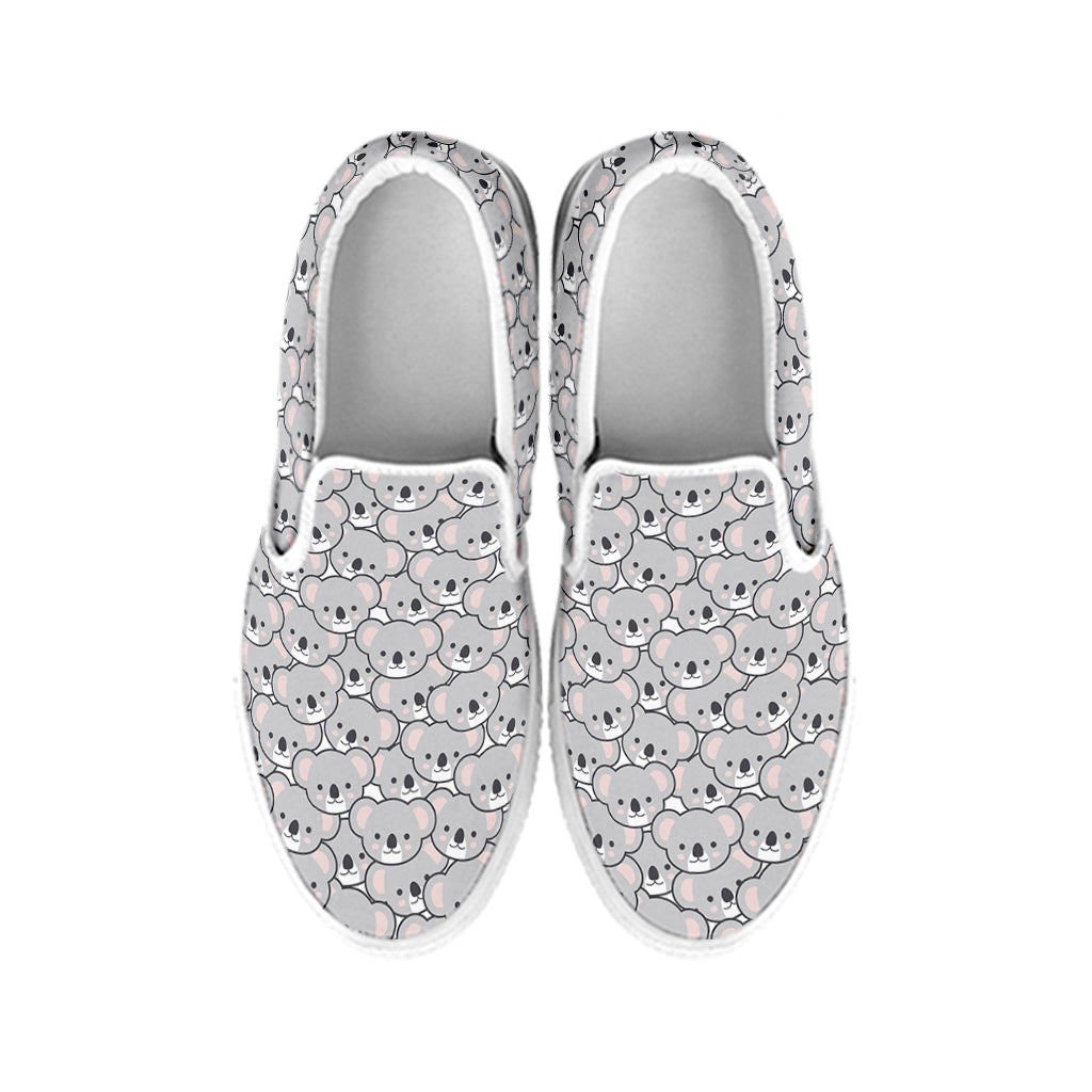 Cartoon Koala Pattern Print White Slip On Shoes