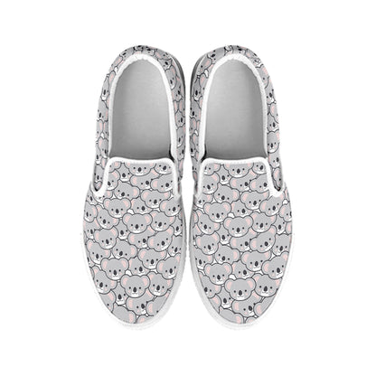 Cartoon Koala Pattern Print White Slip On Shoes