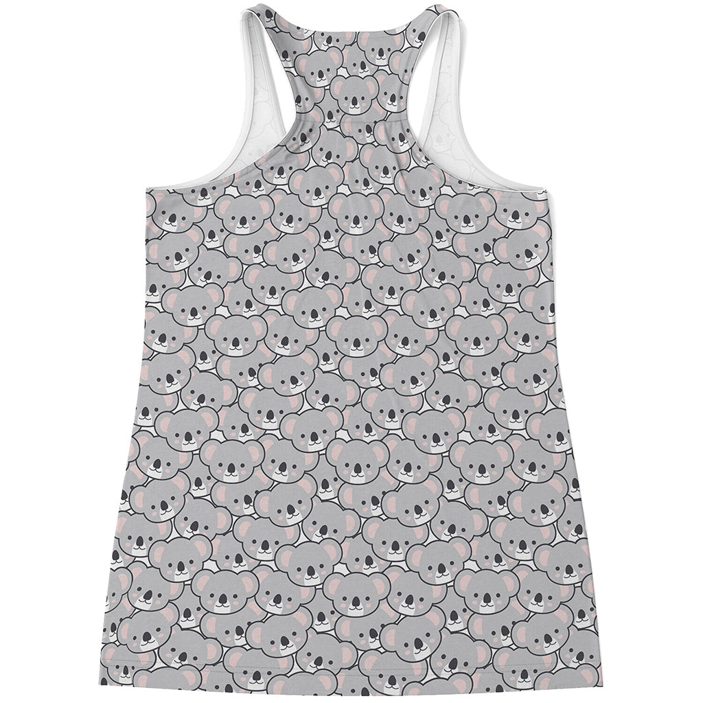 Cartoon Koala Pattern Print Women's Racerback Tank Top