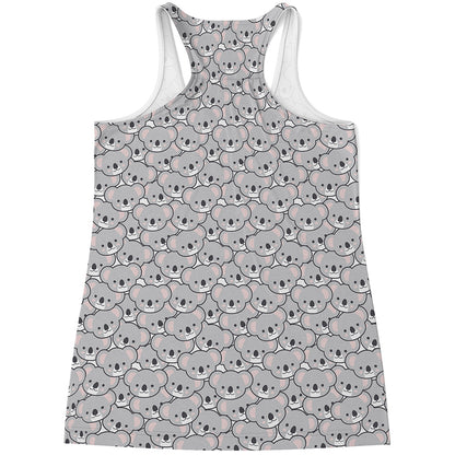 Cartoon Koala Pattern Print Women's Racerback Tank Top