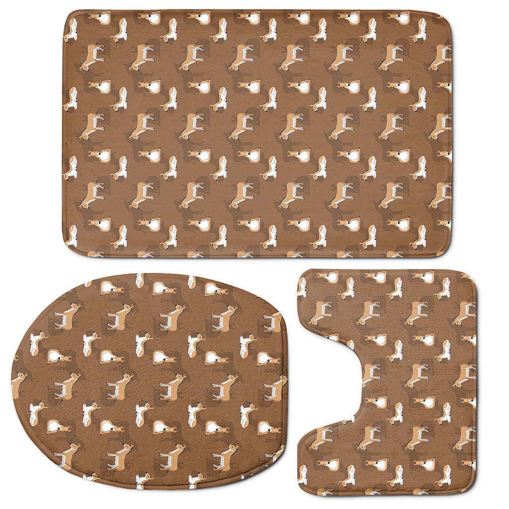 Cartoon Kulan Donkey Pattern Print 3 Piece Bath Mat Set