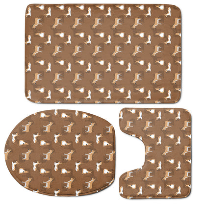 Cartoon Kulan Donkey Pattern Print 3 Piece Bath Mat Set