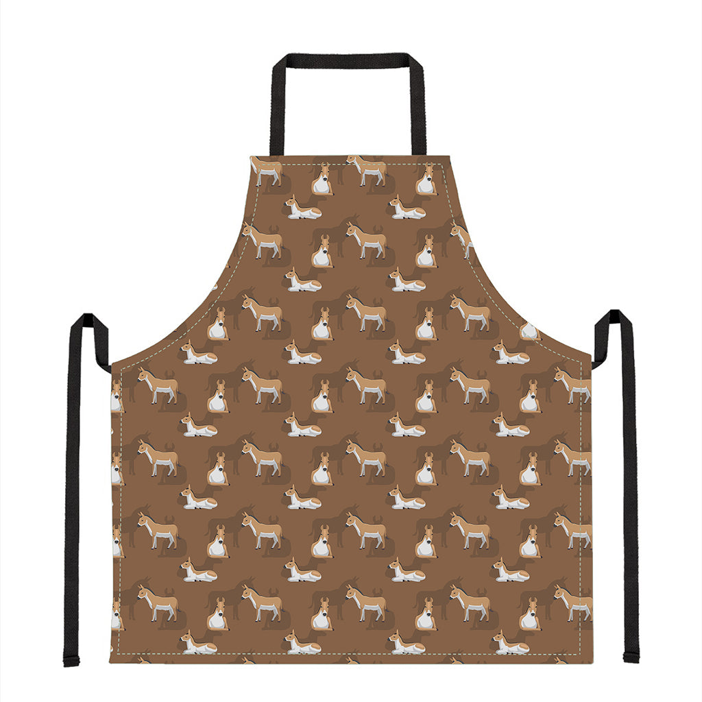 Cartoon Kulan Donkey Pattern Print Apron