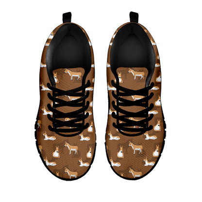Cartoon Kulan Donkey Pattern Print Black Sneakers