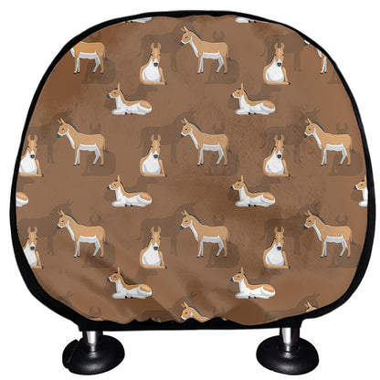 Cartoon Kulan Donkey Pattern Print Car Headrest Covers
