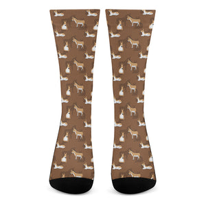 Cartoon Kulan Donkey Pattern Print Crew Socks