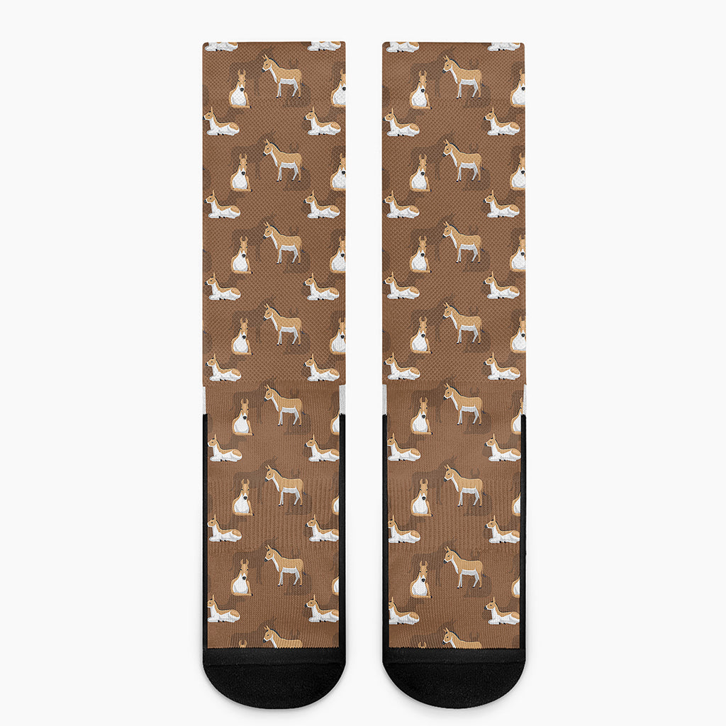 Cartoon Kulan Donkey Pattern Print Crew Socks