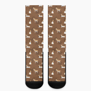 Cartoon Kulan Donkey Pattern Print Crew Socks