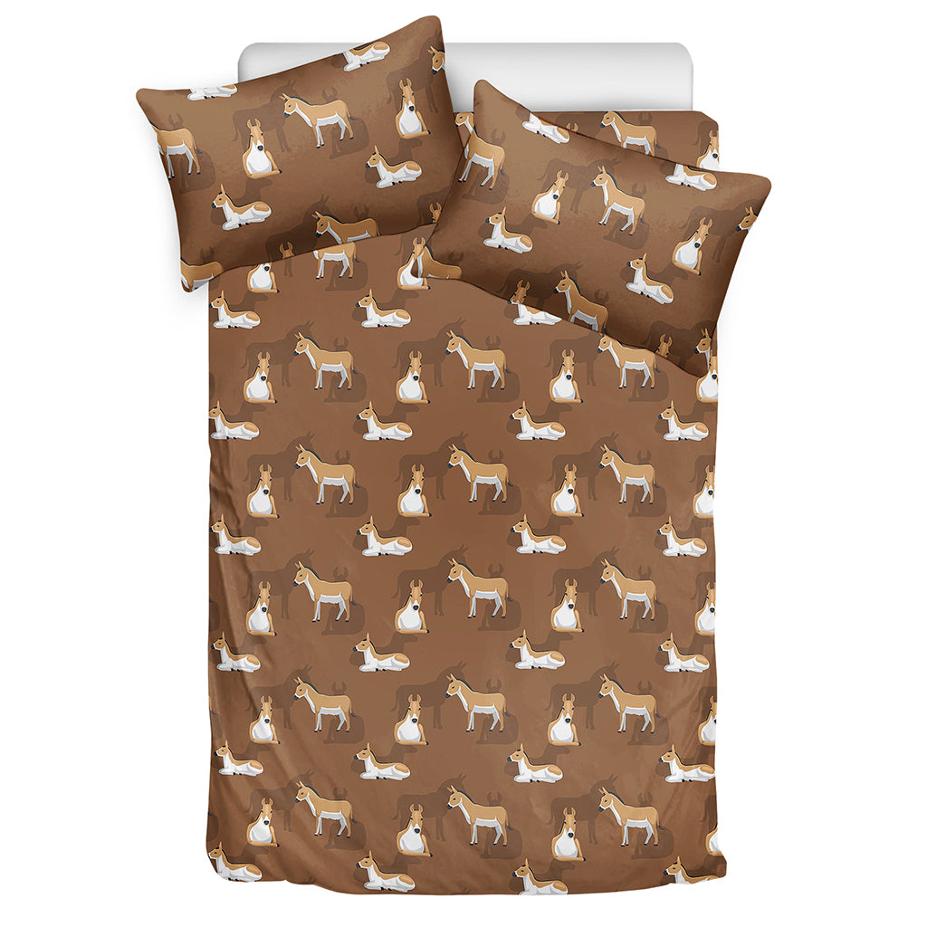 Cartoon Kulan Donkey Pattern Print Duvet Cover Bedding Set