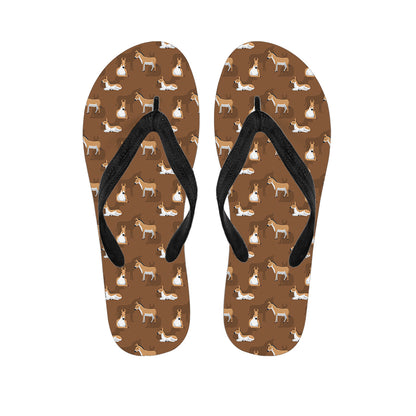 Cartoon Kulan Donkey Pattern Print Flip Flops