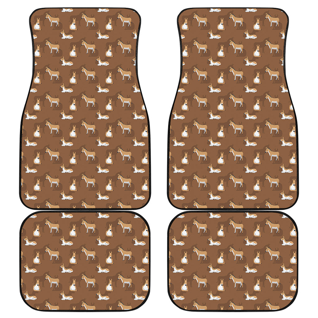 Cartoon Kulan Donkey Pattern Print Front and Back Car Floor Mats