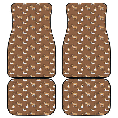 Cartoon Kulan Donkey Pattern Print Front and Back Car Floor Mats
