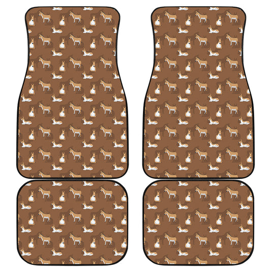Cartoon Kulan Donkey Pattern Print Front and Back Car Floor Mats