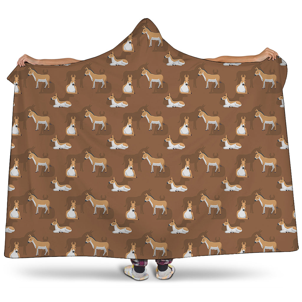 Cartoon Kulan Donkey Pattern Print Hooded Blanket