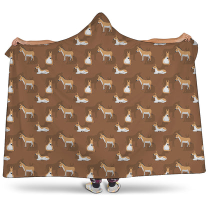 Cartoon Kulan Donkey Pattern Print Hooded Blanket
