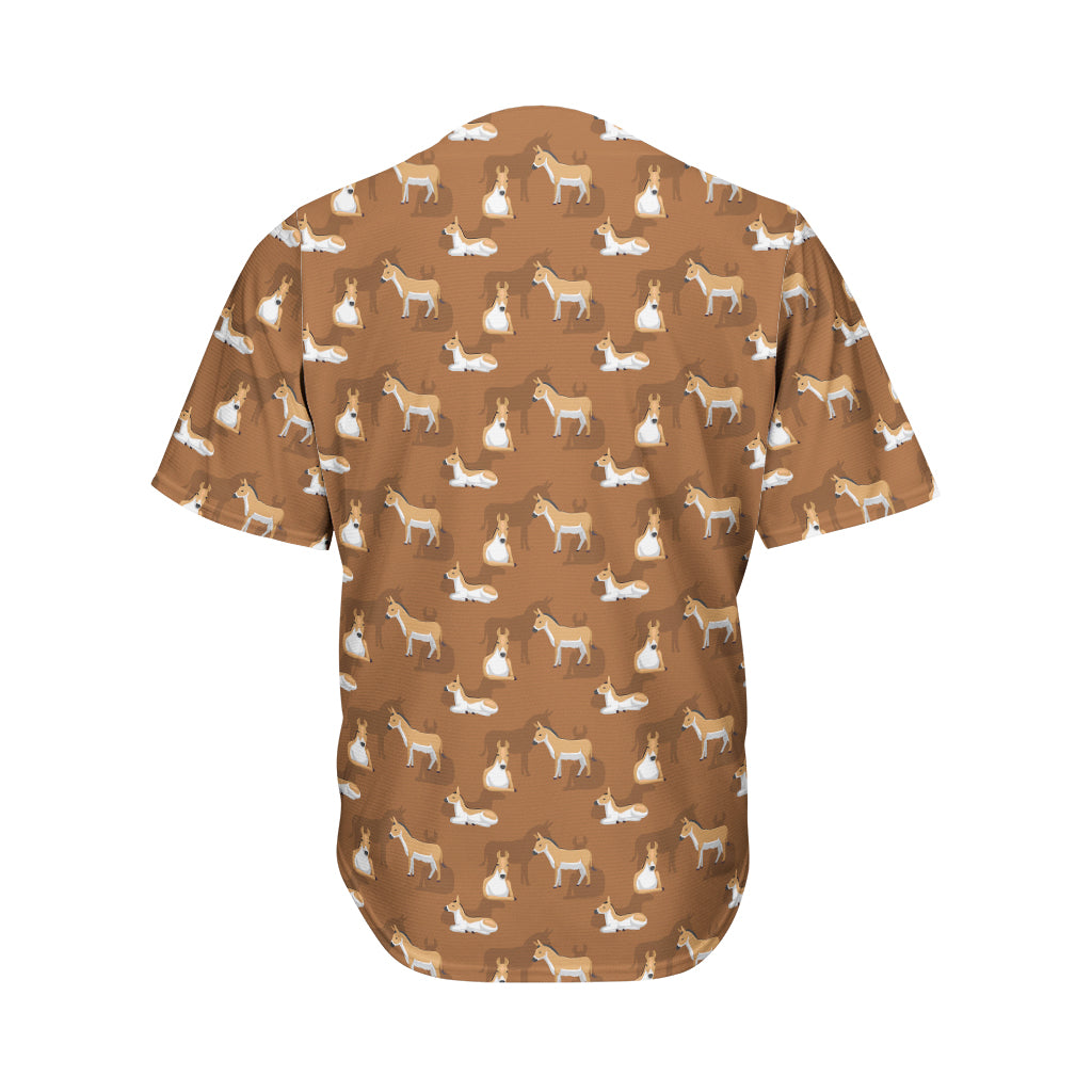 Cartoon Kulan Donkey Pattern Print Men's Baseball Jersey