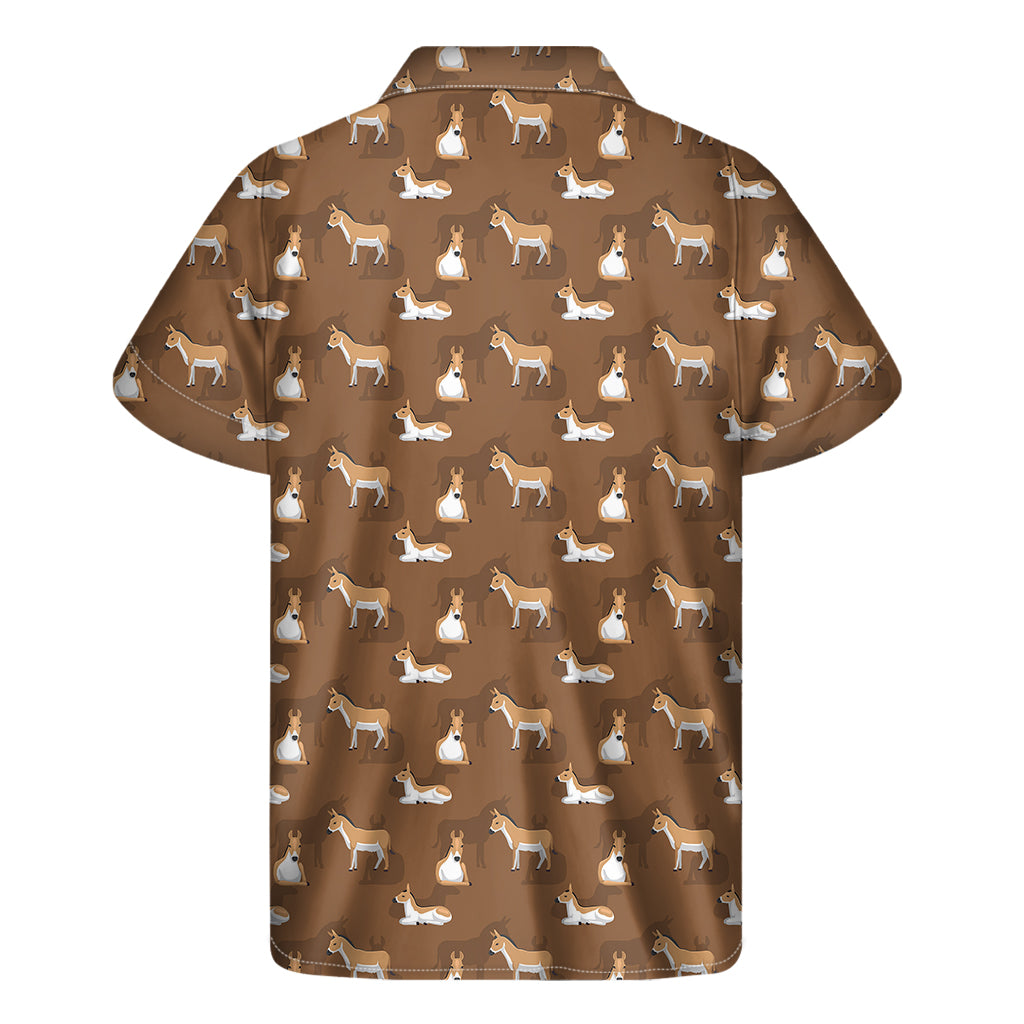 Cartoon Kulan Donkey Pattern Print Men's Short Sleeve Shirt