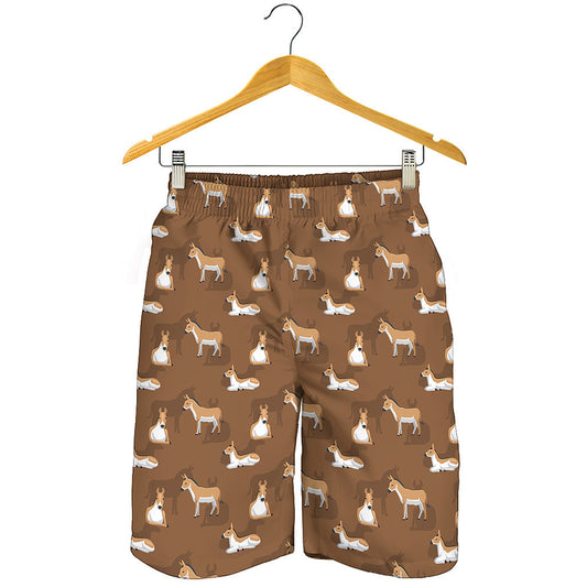 Cartoon Kulan Donkey Pattern Print Men's Shorts