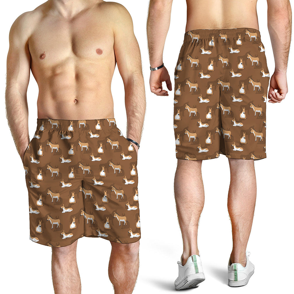 Cartoon Kulan Donkey Pattern Print Men's Shorts
