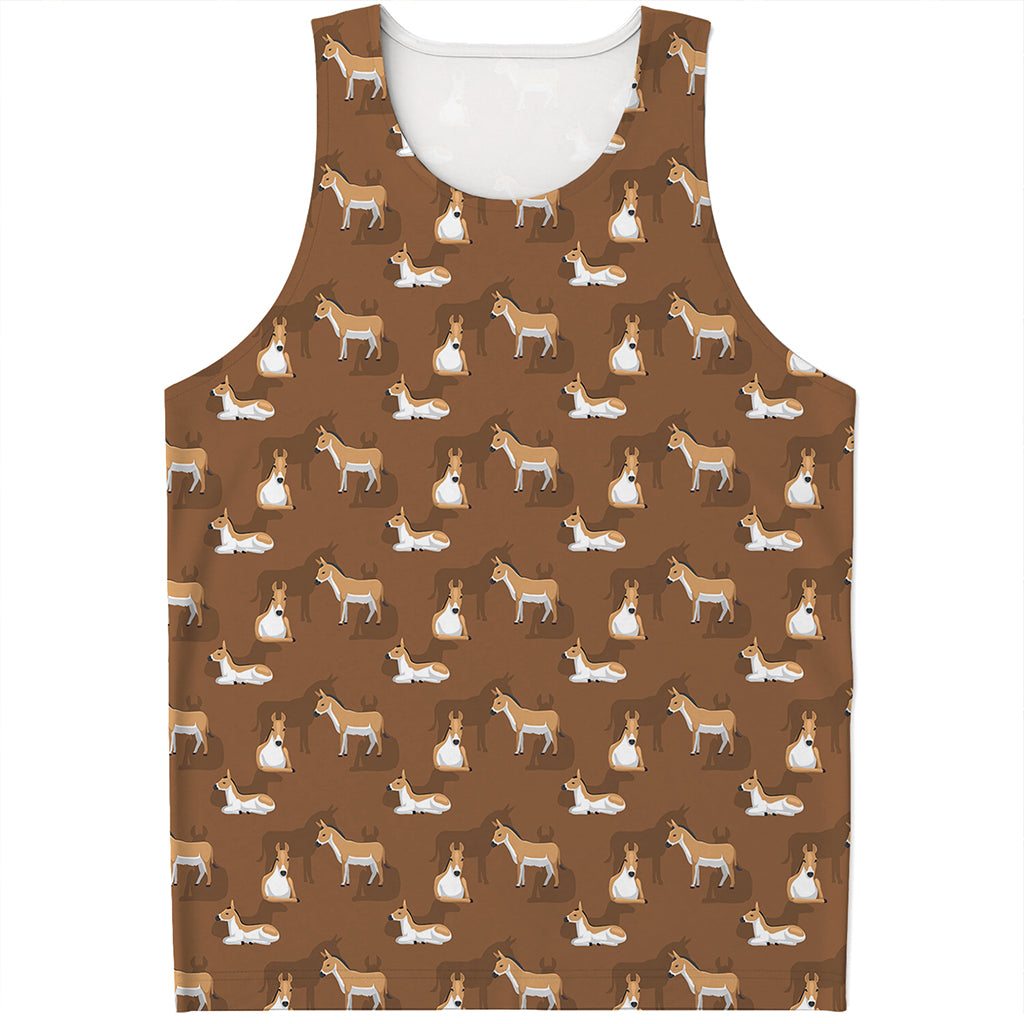 Cartoon Kulan Donkey Pattern Print Men's Tank Top