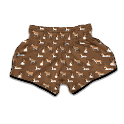 Cartoon Kulan Donkey Pattern Print Muay Thai Boxing Shorts