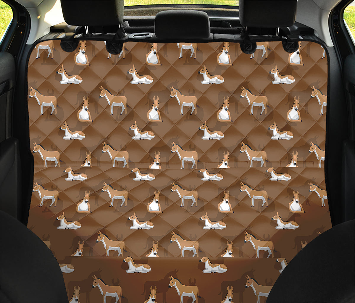 Cartoon Kulan Donkey Pattern Print Pet Car Back Seat Cover