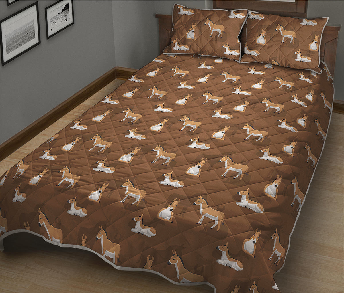 Cartoon Kulan Donkey Pattern Print Quilt Bed Set