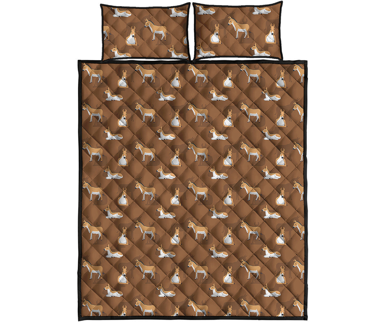 Cartoon Kulan Donkey Pattern Print Quilt Bed Set