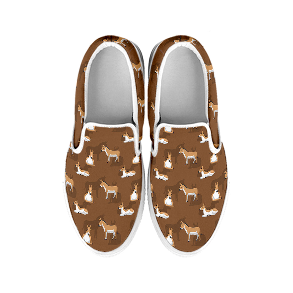 Cartoon Kulan Donkey Pattern Print White Slip On Shoes